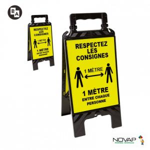 Chevalet modulable noir "Respectez les consignes de sécurité"