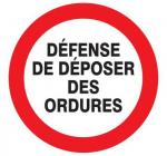 Panneau défense de déposer des ordures 300mm  - 622217