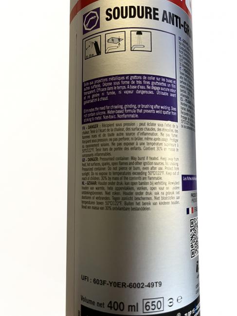 Jelt SOUDURE ANTI-GRATTONS Anti Splatter Spray, 650/400ml