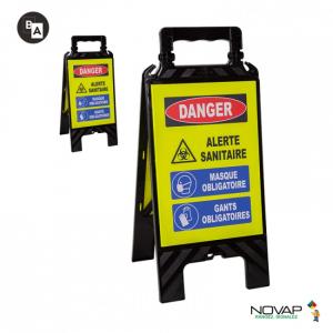 Chevalet modulable noir "Danger Alerte sanitaire"