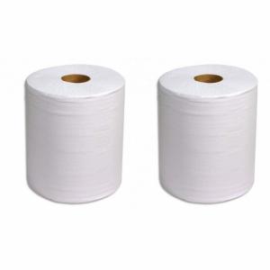 LOT DE 2 BOBINES D'ESSUYAGE PAPIER BLANC