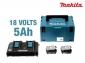 Pack Energie 18V 2 batteries 5Ah + chargeur double Makita