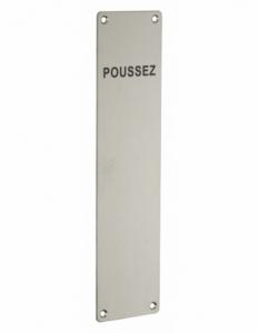 Plaque signalétique de porte battante Plaque «poussez» inox 300mm