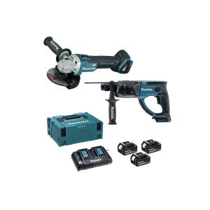 Pack 2 machines 18V 5Ah Li-Ion (Meuleuse DGA504 + Perforateur DHR202 + 3 batteries) LOT0151 MAKITA