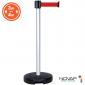 Poteau PVC Gris à sangle Rouge sur socle 9kg à lester