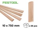 Tenons DOMINO en hêtre D 10x750 (28 pièces)