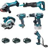 Ensemble de 6 machines 18 V Li-Ion 4 Ah MAKITA