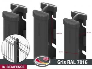 Poteau Quixolid Plus gris à encoche pour panneaux clôture Betafence